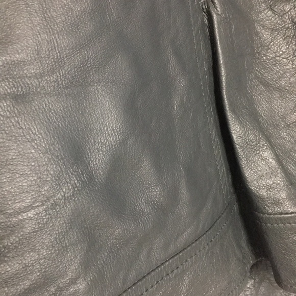 BB Dakota Blue/Gray Leather Moto Jacket, Size L - Picture 13 of 13